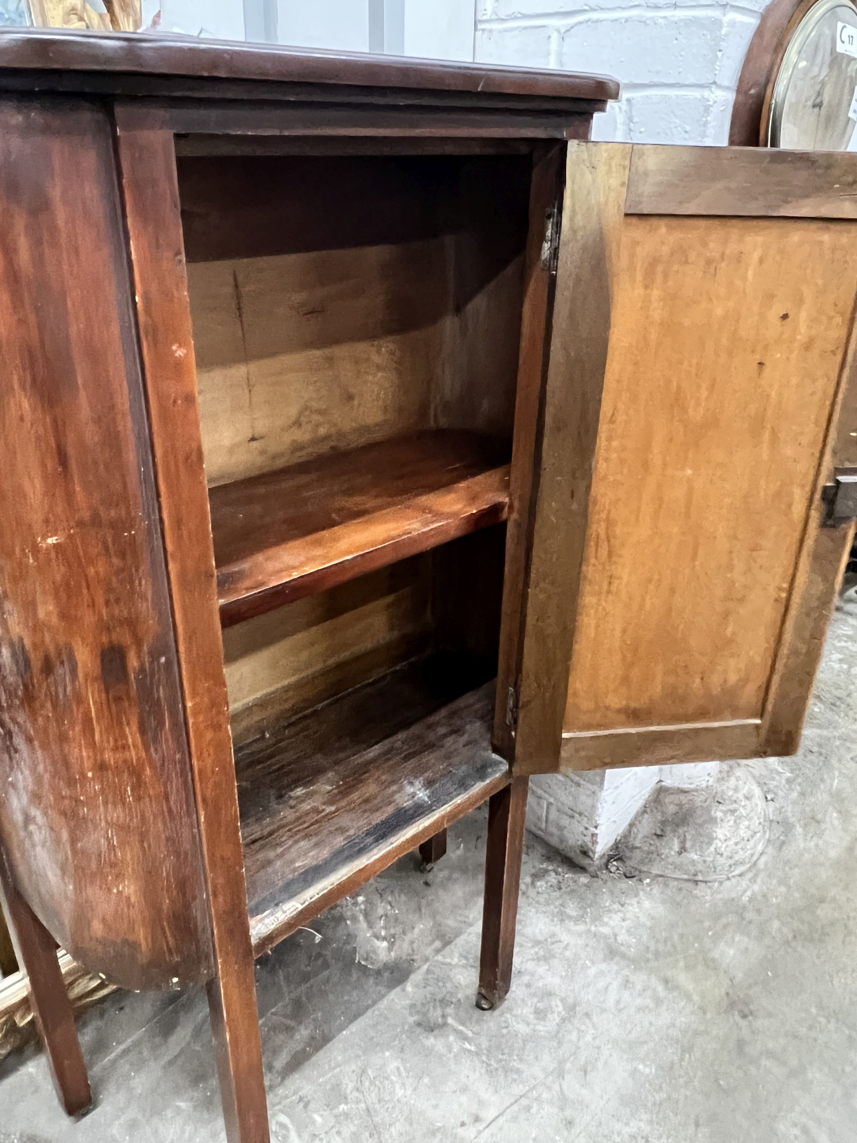 A Victorian mahogany side cabinet, altered, width 71cm, depth 31cm, height 119cm